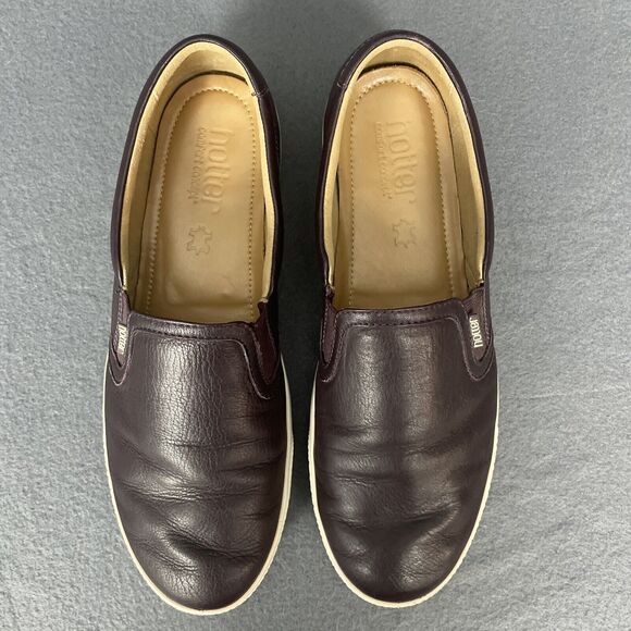 Hotter Slip On Loafer Shoe Women 9 Violet Plum Leather Flat Comfy Boho Casual - Picture 4 of 16